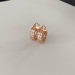Rose Gold Plated Cz Small Hoop Earrings